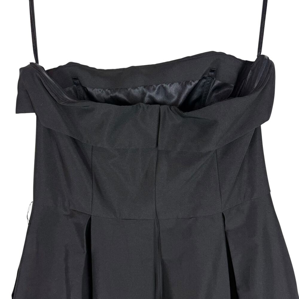 White House Black Market Poplin Midi Dress‎ Women's 12 Black Back Zip Pleated - Picture 6 of 14